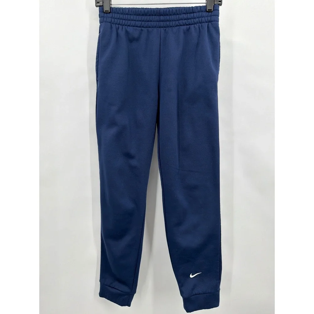 Nike Therma-FIT Navy Blue Fleece Joggers Boys Large L‎ Sweatpants Athletic Pants